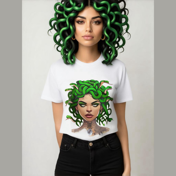 Handmade Yellow Medusa 100% Cotton Graphic T-Shirt Size XL - Picture 3 of 9